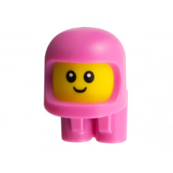 Minifigure, Head, Modified Baby / Toddler with Molded Dark Pink Space Helmet and Air Tanks and Printed Black Grin and Eyes with White Glints Pattern: {ярко жълт}
