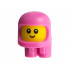 Minifigure, Head, Modified Baby / Toddler with Molded Dark Pink Space Helmet and Air Tanks and Printed Black Grin and Eyes with White Glints Pattern: {ярко жълт}