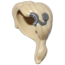 Minifigure, Hair Ponytail, Side Part with Molded Dark Bluish Gray Cochlear Implant Pattern: {тухлено жълт}