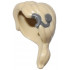 Minifigure, Hair Ponytail, Side Part with Molded Dark Bluish Gray Cochlear Implant Pattern: {тухлено жълт}