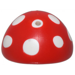 Red Minifigure, Headgear Hat Mushroom with Hole on Top and Molded White Spots and Gills Pattern: {ярко червен}