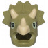 Minifigure, Headgear Head Cover, Costume Dinosaur Triceratops with Molded Tan Horns, Printed Black and Yellowish Green Eyes with Dark Brown Spots Pattern: {маслинено зелен}