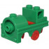Minifigure Costume Train with Molded Red Wheel Holders and Trolley Wheel Pattern: {тъмно зелен}