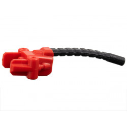 Minifigure, Powerlifter Assisted Lifting Arm with Molded Flexible Rubber Black Conduit Pattern: {ярко червен}
