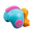 Minifigure, Hair Combo, Hat with Hair, Helmet Space Retro with Open Front with Molded Dark Pink Earpieces and Crest and Orange Ponytail Pattern: {умерено небесносин}