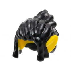 Minifigure, Hair Long Side Bangs, Bun with Molded Yellow Elf Ears Pattern: {черен}