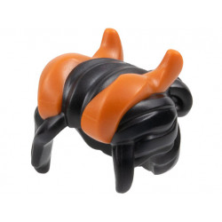 Minifigure, Hair with Side Bangs and Bun with Molded Dark Orange Horns Pattern: {черен}