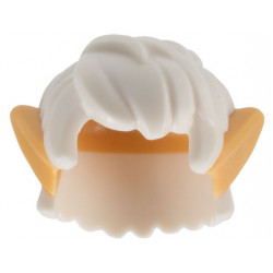 Minifigure, Hair Short, Thick and Messy with Molded Medium Tan Elf Ears Pattern: {бял}