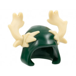 Minifigure, Headgear Hood with Molded Tan Moose Antlers Pattern: {земно зелен}