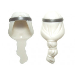 Minifigure, Hair Long with Flat Silver Headband Pattern: {бял}