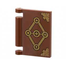 Minifigure, Utensil Book Cover with Gold Diamond, Runes, and Corner Covers Pattern (Dungeons & Dragons Tasha's Spellbook): {червеникаво-кафяв}