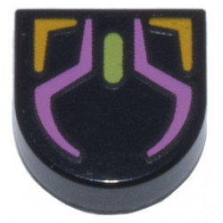 Tile, Round 1 x 1 Half Circle Extended with Dark Pink, Bright Light Orange, and Lime RGB Gaming Mouse Pattern: {черен}
