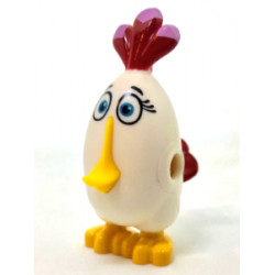 Body Angry Birds Matilda with Fixed Flexible Rubber Bright Light Orange Beak and Printed Black Eyebrows, Eyelashes, Medium Azure Eyes, Dark Red Feathers with Bright Pink Tips, and Bright Light Orange Feet Pattern: {бял}