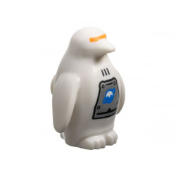 Penguin with Flippers and Stud on Back with Orange Visor, Black Vents and Rivets, Silver Panel with Blue and White Ice Planet Logo Pattern: {бял}