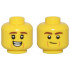 Yellow Minifigure, Head Dual Sided Reddish Brown Eyebrows, Dark Orange Cheek Lines, and Open Mouth Smile / Smirk Pattern - Vented Stud : {ярко жълт}
