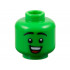 Minifigure, Head Black Eyebrows Raised, Open Mouth Smile with Top Teeth and Red Tongue Pattern - Vented Stud: {ярко зелен}