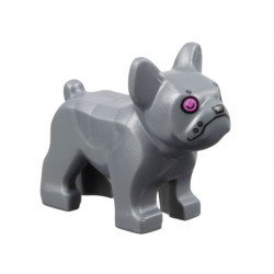 Dog, French Bulldog with Dark Pink Eyes, Silver Nose, Robot Pattern: {сребърно метален}