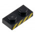 Plate 1 x 2 with Yellow Danger Stripes Pattern: {черен}