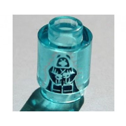 Brick, Round 1 x 1 Open Stud with Emperor Palpatine / Darth Sidious Pattern: {прозрачно светло син}