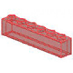 Brick 1 x 6 without Bottom Tubes: {прозрачно червен}