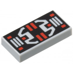Tile 1 x 2 with Red and Light Bluish Gray Controls, Stripes and Rectangles on Black Panel Pattern: {умерено каменно сив}