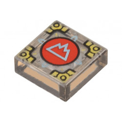 Tile 1 x 1 with Metallic Light Blue Mountain on Red Circle (Symbol of Arborea) and Gold Corners Pattern (Dungeons & Dragons Cubic Gate): {прозрачно кафяв}
