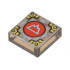 Tile 1 x 1 with Metallic Light Blue Mountain on Red Circle (Symbol of Arborea) and Gold Corners Pattern (Dungeons & Dragons Cubic Gate): {прозрачно кафяв}
