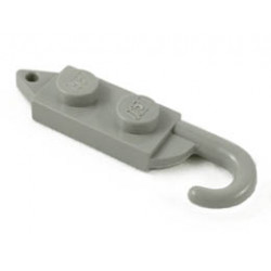 Hook Plate, Modified 1 x 2 with Crane Hook Left: {сив}