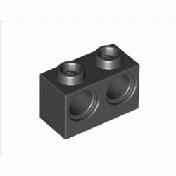 Тухличка 1X2 с 2 отвора O 4,87: {черен}