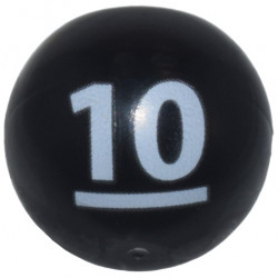 Technic Ball Joint with White Number 10 and Underline Pattern: {черен}