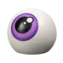 Technic Ball Joint with Eye with Black Pupil and Medium Lavender Iris with Dark Purple Rim Pattern: {бял}