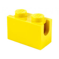 Brick, Modified 1 x 2 with Digger Bucket Arm Holder: {ярко жълт}