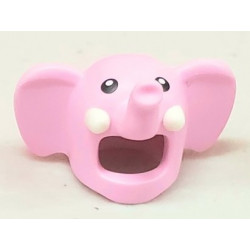 Minifigure, Headgear Head Cover, Costume Elephant with Black Eyes and White Tusks Pattern: {светло пурпурен}