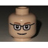 Minifigure, Head Glasses Rectangular, Brown Thin Eyebrows, Smile Pattern - Blocked Open Stud: {светло нуга}
