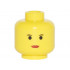 Minifigure, Head Female Thin Black Eyebrows and Eyelashes, Small Eyes, Red Lips Pattern - Blocked Open Stud: {ярко жълт}