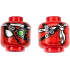 Minifigure, Head Alien with Spider-Man Dark Red Webbing, Large White and Silver Eye, Cyborg Eyepiece with Bright Green Lens, Black Straps, Stitches, Bandana Pattern: {ярко червен}