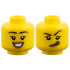 Minifigure, Head Dual Sided Female, Black Eyebrows, Medium Nougat LIps, Open Smile / Red Tongue Pattern: {ярко жълт}