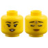 Minifigure, Head Dual Sided Female, Medium Nougat Cheek Lines and Lips, Smile / Eyes Closed with Silver Forehead Star and Eyelids Pattern: {ярко жълт}