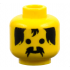 Minifigure, Head Standard Grin with Black Bushy Moustache and Hair Pattern - Blocked Open Stud: {ярко жълт}
