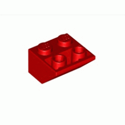 Покривна плочка 2X2/45° инверсна (*) с плосък долен пин: {ярко червен}