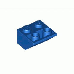 Покривна плочка 2X2/45° инверсна (*) с плосък долен пин: {ярко син}
