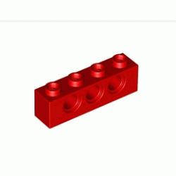 Техническа тухличка 1X4, O4.9: {ярко червен}