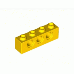 Техническа тухличка 1X4, Ø4.9: {ярко жълт}