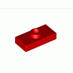 Плочка 1X2 с 1 пъпка, (b) с долен жлеб (джъмпер): {ярко червен}