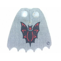 Minifigure Cape Cloth, Scalloped 6 Points with Black Bat and Copyright Symbol (©) Pattern: {сив}