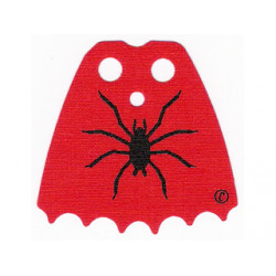 Minifigure Cape Cloth, Scalloped 6 Points with Black Spider and Copyright Symbol (©) Pattern: {ярко червен}