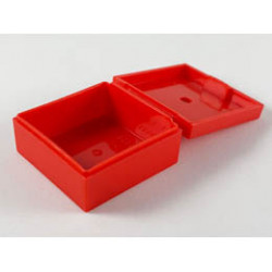 Container, Box 3 1/2 x 3 1/2 x 1 1/3 with Hinged Lid: {ярко червен}
