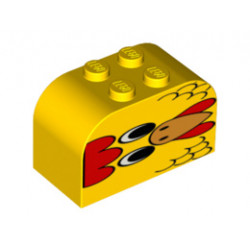 Slope, Curved 4 x 2 x 2 Double with Four Studs with Chicken Face Pattern: {ярко жълт}
