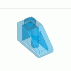 Покривна плочка 1X2/45° - прозрачна: {прозрачно син}