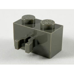 Brick, Modified 1 x 2 with Split U Clip Thick (Vertical Grip): {тъмно сив}